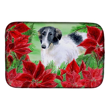 CAROLINES TREASURES Borzoi Poinsettas Dish Drying Mat CK1320DDM